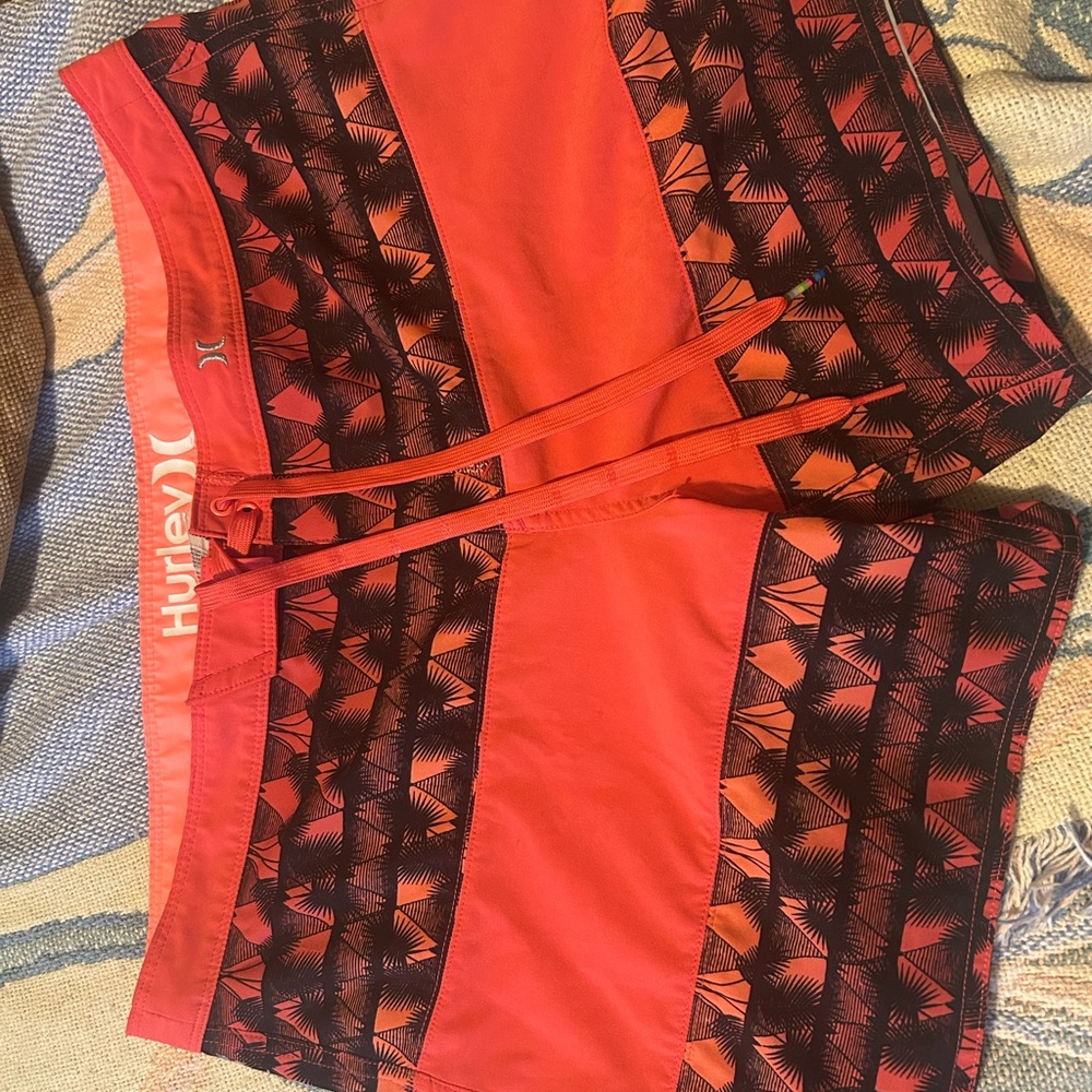 Hurley Vibrant Red and Black Swim Shorts